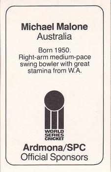 1978-79 Ardmona World Series Cricket #NNO Michael Malone Back
