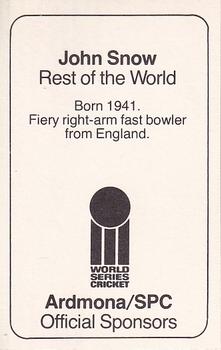 1978-79 Ardmona World Series Cricket #NNO John Snow Back