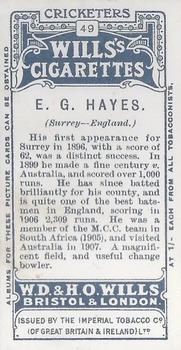 1908 WILLS's Cigarettes; Cricketers #49 Ernie Hayes Back