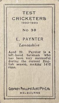 1932 Godfrey Phillips Test Cricketers #38 Eddie Paynter Back