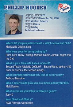 2010-11 New South Wales Blues Cricket #NNO Phillip Hughes Back