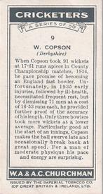 1936 Churchman's Cricketers #9 William Copson Back
