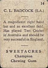 1938 Sweetacres Cricketers Caricatures #14 Jack Badcock Back