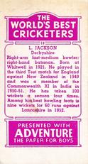 1956 D.C.Thomson The World's Best Cricketers (Adventure) #12 Les Jackson Back