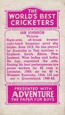 1956 D.C.Thomson The World's Best Cricketers (Adventure) #16 Ian Johnson Back