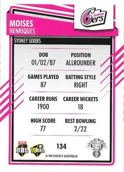 2021-22 TLA Traders Cricket Australia #134 Moises Henriques Back