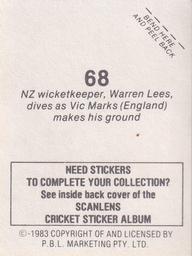 1983 Scanlens Cricket Stickers #68 Vic Marks Back