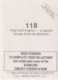 1983 Scanlens Cricket Stickers #118 Ian Botham Back