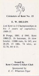 1986 Kent County Cricket Club Cricketers #15 Ted Dillon Back