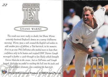 1996 Futera The Decider - Test Achievements Player Edition #22 Shane Warne Back