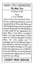 1992 County Print Services 1950's Test Cricketers #6 John Waite Back