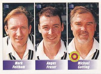 1995 Panini Cricket Stickers #101 Mark Feltham / Angus Fraser / Michael Gatting Front