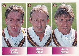 1995 Panini Cricket Stickers #107 Robert Bailey / David Capel / Kevin Curran Front