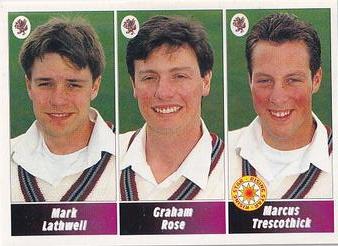 1995 Panini Cricket Stickers #123 Mark Lathwell / Graham Rose / Marcus Trescothick Front