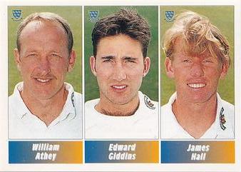 1995 Panini Cricket Stickers #142 William Athey / Edward Giddins / James Hall Front
