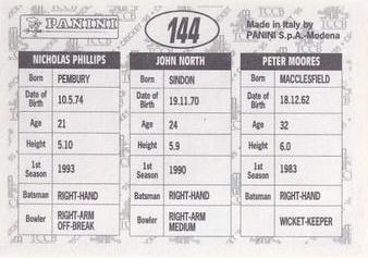 1995 Panini Cricket Stickers #144 Peter Moores / John North / Nicholas Phillips Back