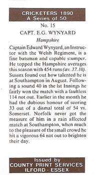 1989 County Print Services Cricketers 1890 #15 Edward Wynyard Back