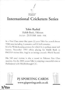 2000 PJ Sporting International Cricketers #NNO Tahir Rashid Back