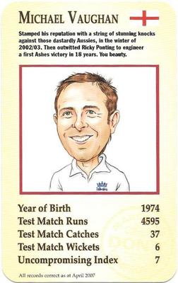 2007 Marston's Brewery Cricket Club #NNO Michael Vaughan Front