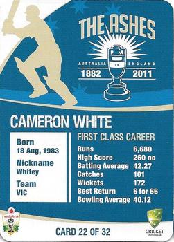 2010-11 Cricket Australia The Ashes 1882-2011 #22 Cameron White Back
