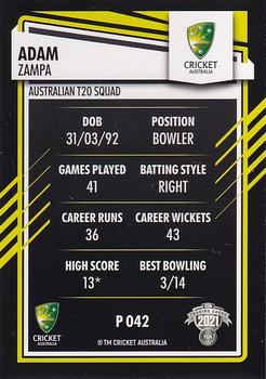 2021-22 TLA Traders Cricket Australia - Silver #P 042 Adam Zampa Back