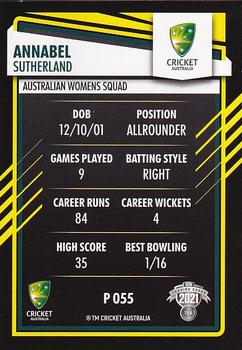 2021-22 TLA Traders Cricket Australia - Silver #P 055 Annabel Sutherland Back