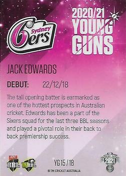 2021-22 TLA Traders Cricket Australia - Young Guns White #YG 15 Jack Edwards Back