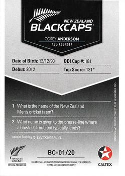 2015-16 Caltex New Zealand Blackcaps #BC-01/20 Corey Anderson Back