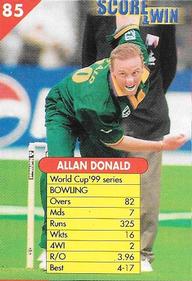 1999 Center Fresh Gum Cricket #85 Allan Donald Front
