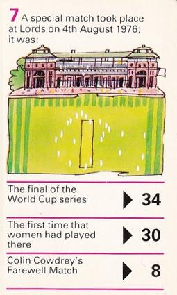 1979 Waddingtons Cricket Quiz Game #7 Lords Front