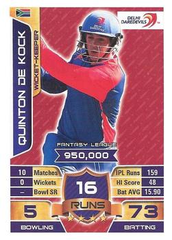 2015-16 Topps Cricket Attax IPL - Kellogg's Freebies #NNO Quinton de Kock Front