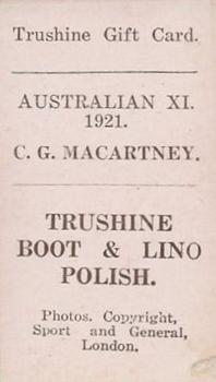 1921 Trushine Boot & Lino Polish Australian XI #NNO Charlie Macartney Back