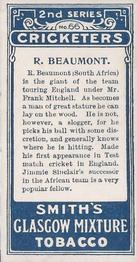 1912 F & J Smith Series 2 Cricketers #66 Roland Beaumont Back
