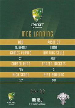 2022-23 TLA Traders Cricket Australia - Mojo Emerald #ME050 Meg Lanning Back