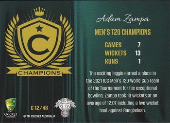 2022-23 TLA Traders Cricket Australia - Champions #C 12 Adam Zampa Back