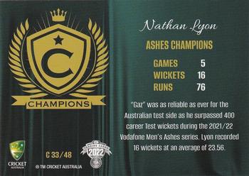 2022-23 TLA Traders Cricket Australia - Champions #C 33 Nathan Lyon Back