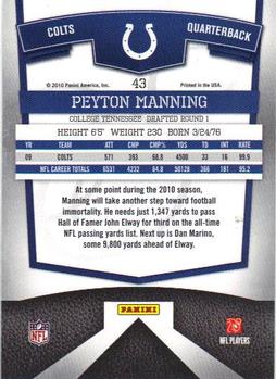 2010 Donruss Elite #43 Peyton Manning Back