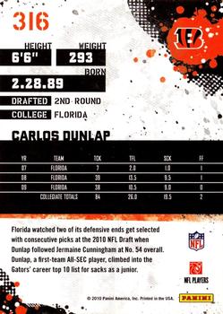 2010 Score #316 Carlos Dunlap Back