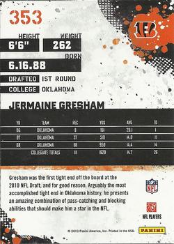 2010 Score #353 Jermaine Gresham Back