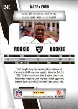 2010 Panini Prestige #246 Jacoby Ford Back