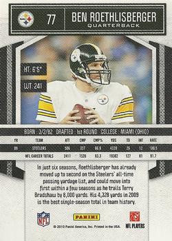 2010 Panini Classics #77 Ben Roethlisberger Back