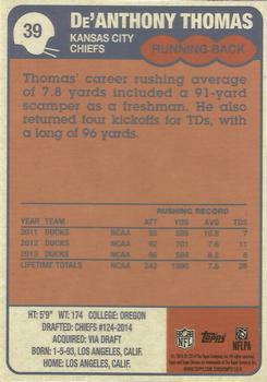 2014 Topps Chrome - 1985 Topps #39 De'Anthony Thomas Back