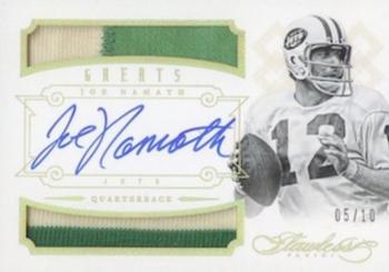 2014 Panini Flawless - Greats Dual Patch Autographs Gold #34 Joe Namath Front