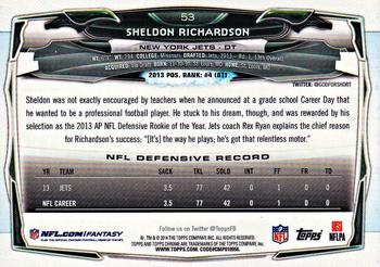 2014 Topps Chrome - Refractor #53 Sheldon Richardson Back