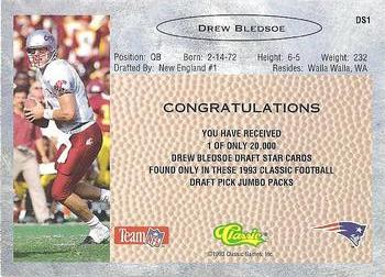 1993 Classic - Draft Stars #DS1 Drew Bledsoe  Back