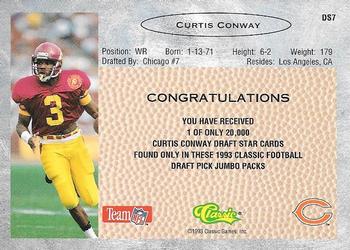 1993 Classic - Draft Stars #DS7 Curtis Conway  Back