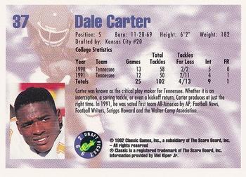 1992 Classic Draft Picks #37 Dale Carter  Back