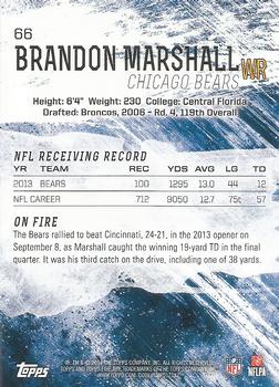 2014 Topps Fire #66 Brandon Marshall Back