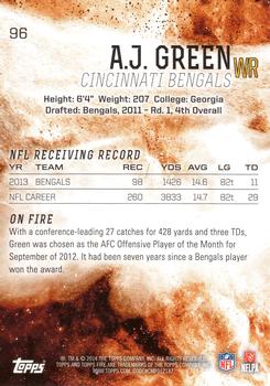 2014 Topps Fire #96 A.J. Green Back