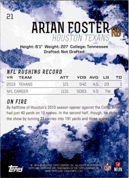 2014 Topps Fire #21 Arian Foster Back